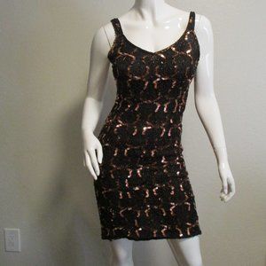 Brown Black Scala Sequins Sleeveless Medium Dress -- Final Price